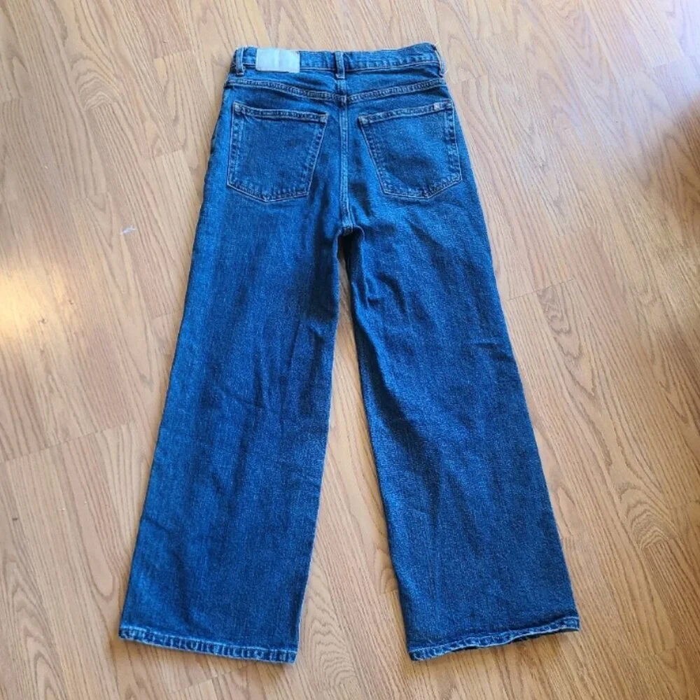 EVERLANE THE WAY-HIGH WIDE LEG FLARE ANKLE JEANS STRETCH ORGANIC COTTON DENIM 26 - Picture 4 of 6